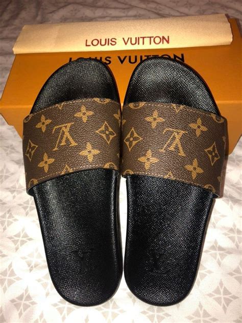 louis vuitton slides fake|louis vuitton denim slides.